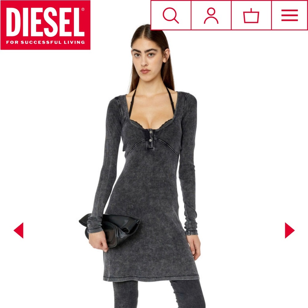 BLACK ACID WASH DIESEL DRESS (NEW) - Picture 6 of 7